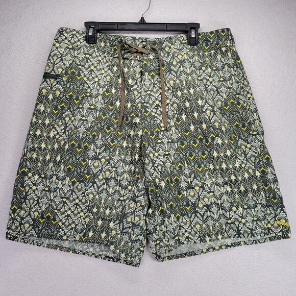Patagonia Wavefarer Board Shorts 36 Floral Green Button Fly Beach 10" Inseam - Picture 1 of 8